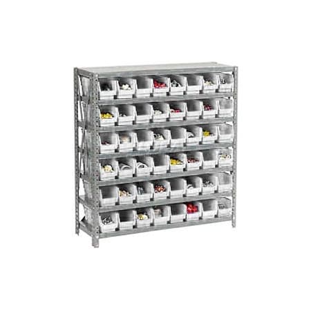 Global Industrial Steel Shelving with 48 4inH Plastic Shelf Bins Ivory, 36x12x39-7 Shelves 603430WH